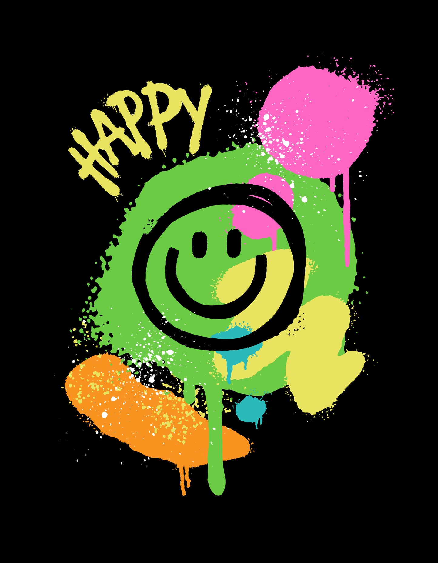 Graffiti Happy Smiley T-Shirt β Urban Streetwear Vibes π¨π - The Baggy Vibe