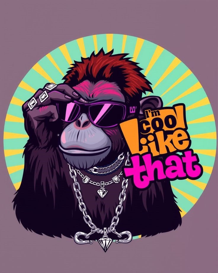 Too Cool Like That" Gorilla T-Shirt β Retro Streetwear Vibes π¦π₯ - The Baggy Vibe
