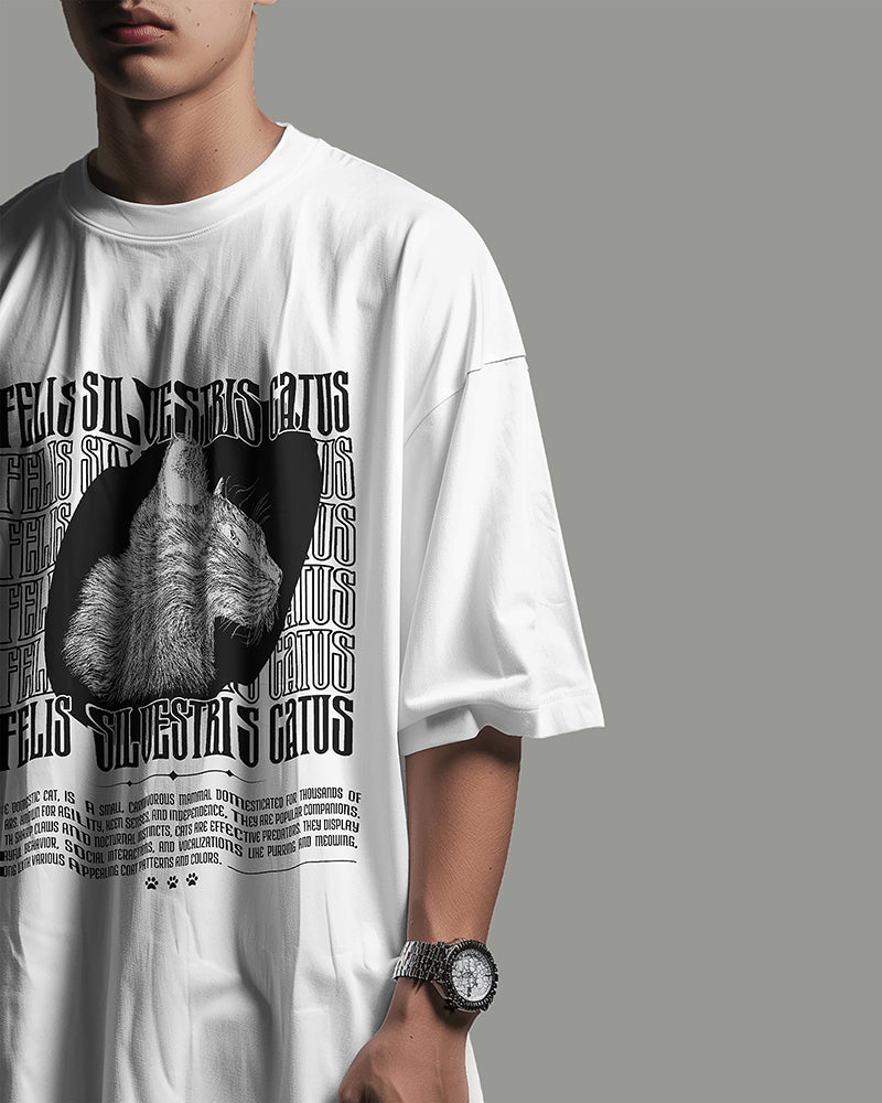 Felis Silvestris Catus Oversized T-Shirt β Bold & Artistic Cat-Inspired Design π± - The Baggy Vibe