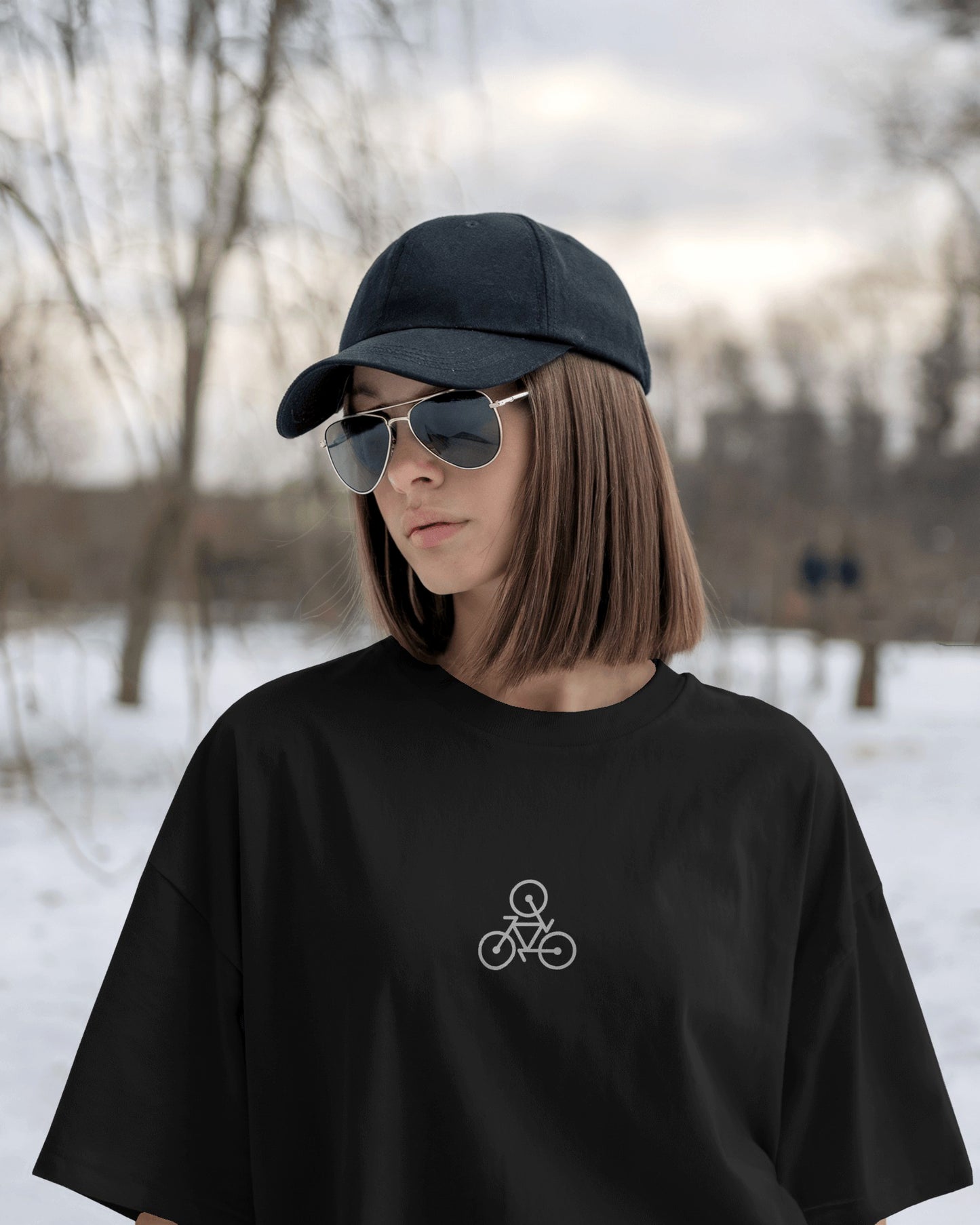 Minimalist Bike Icon Oversized Tee - The Baggy Vibe