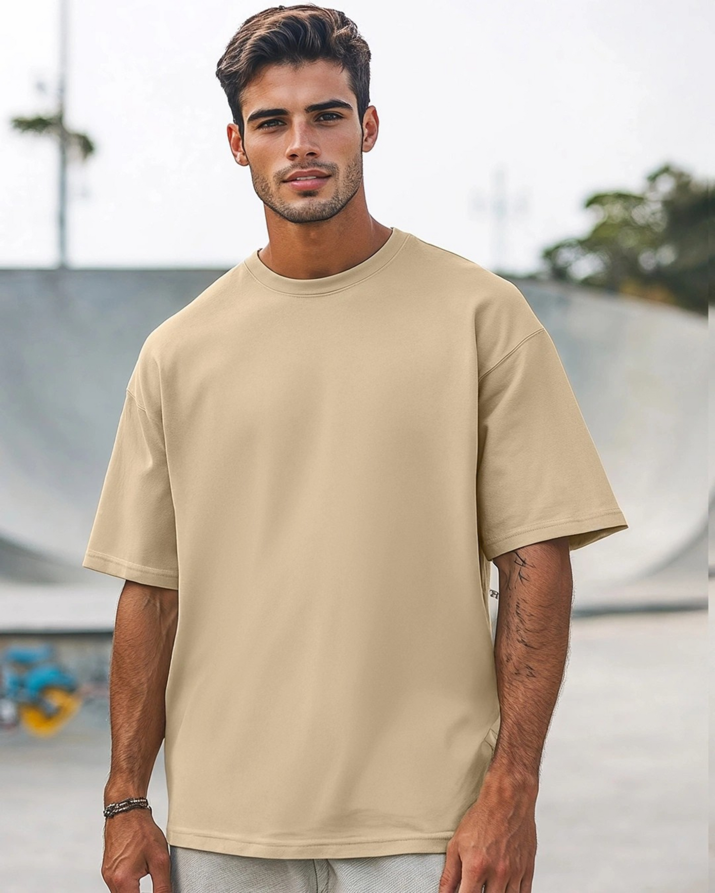 Beige Oversized T-Shirt – 220 GSM