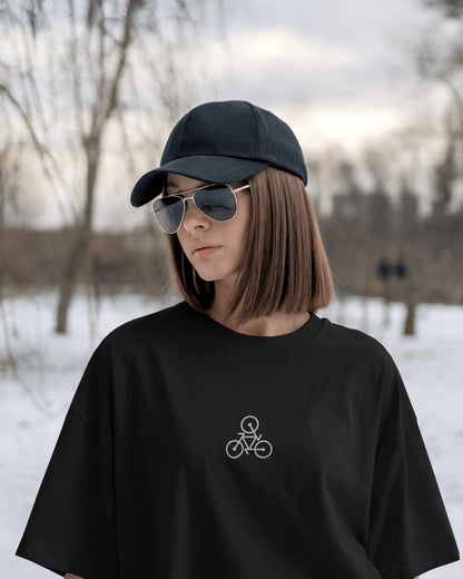 Minimalist Bike Icon Oversized Tee - The Baggy Vibe